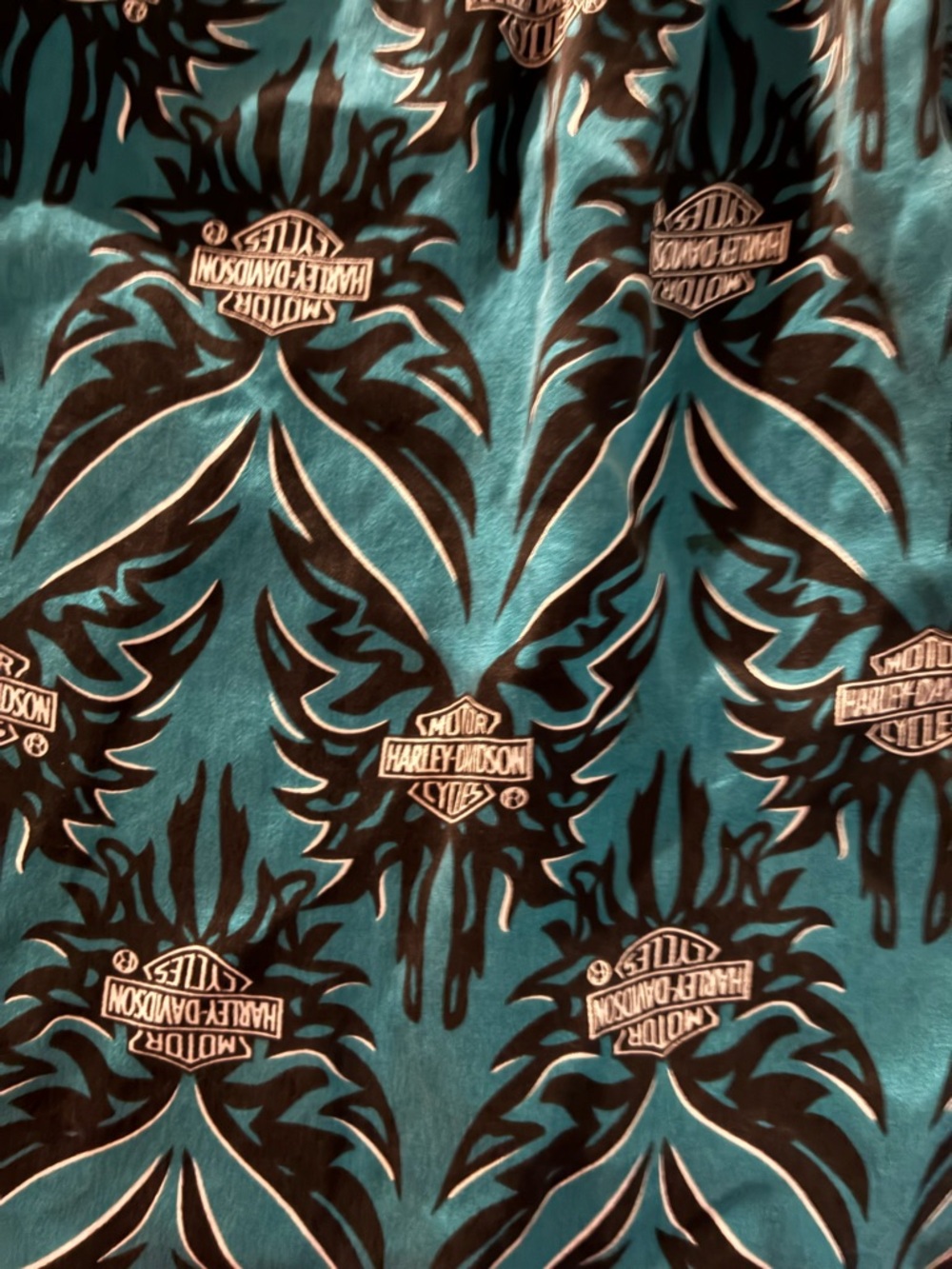 Harley-Davidson Teal and Black Logo Print Boxers 100 % silk size large - Picture 5 of 6